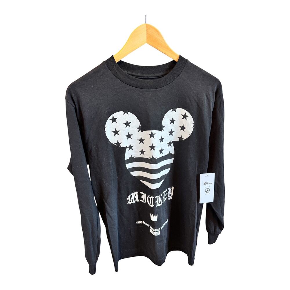 Disney Mickey Mouse Black Graphic Long Sleeve Shirt Size Small NWT New Tags